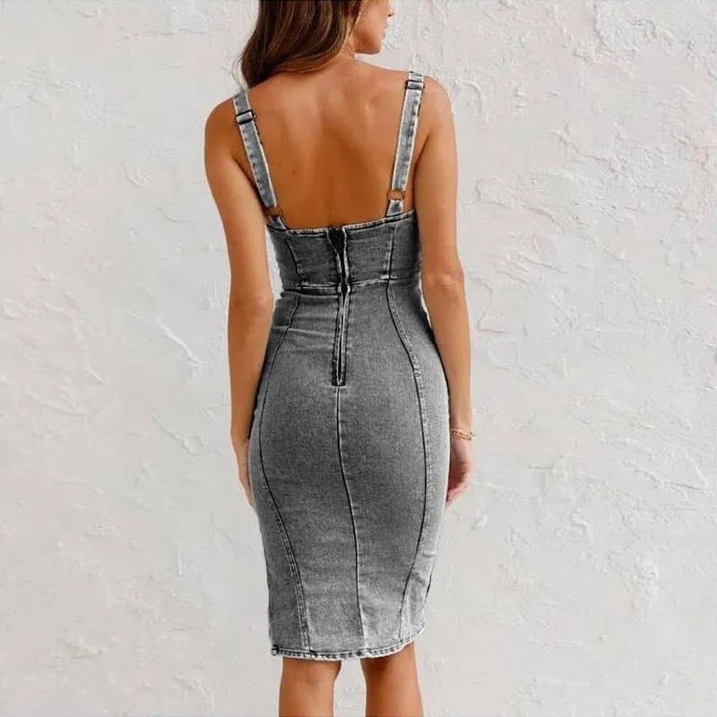 Mona | Kjole med stropper i denim
